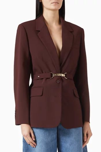 Chain Belted Suit Jacket in Wool-blend