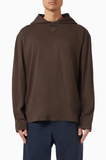 Logo T-shirt Hoodie in Cotton