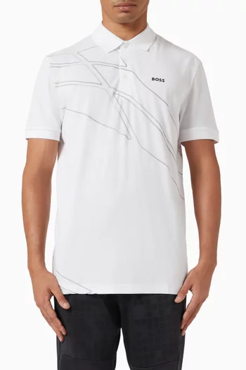 تي شيرت بولو بادي بشعار الماركة بتصميم فني مزيج قطن