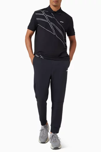 تي شيرت بولو بادي بشعار الماركة بتصميم فني مزيج قطن