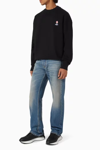 Embroidered Logo Sweatshirt in Cotton-fleece