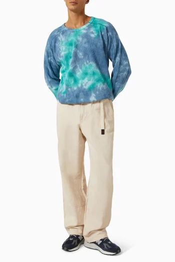 سويت شيرت بفتحة رقبة مستديرة ونسيج وافل قطن