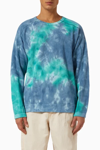 سويت شيرت بفتحة رقبة مستديرة ونسيج وافل قطن