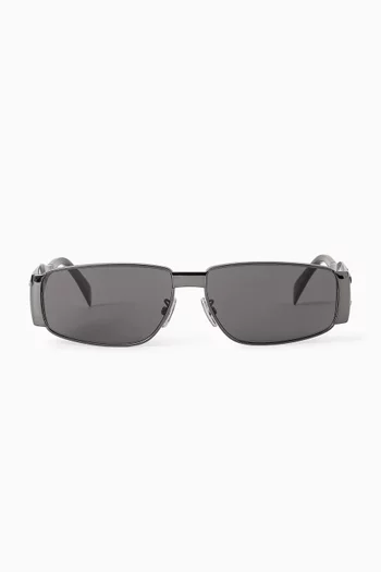 Triomphe Rectangular Sunglasses in Metal