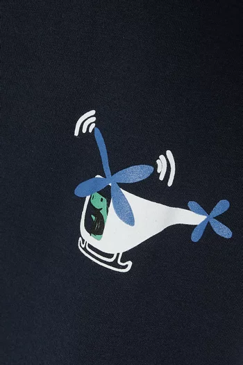 تي شيرت بطبعة طائرة هليكوبتر قطن جيرسيه