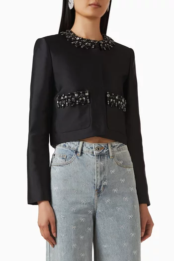 Diamanté-trim Jacket in Taffeta