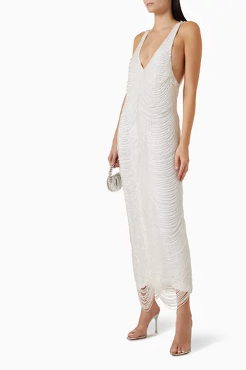 Bead-embellished Drape Dress