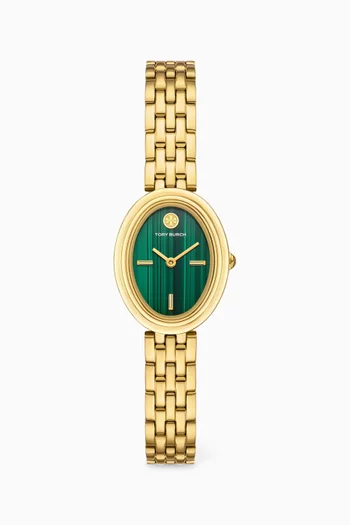 Oval Stainless Quartz Watch, 22 x 28mm