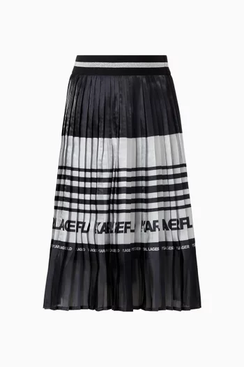 تنورة مخططة متوسطة الطول بطيات