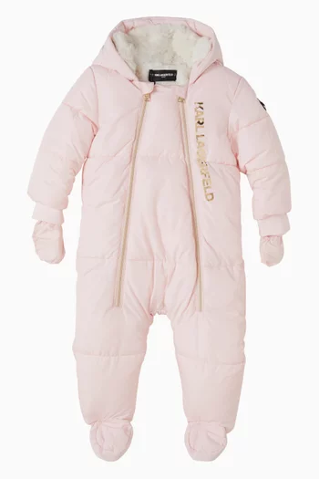 طقم هدية أوفرول شتوي بشعار الماركة منفوخ