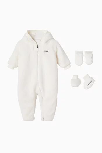 Logo Hooded Pramsuit in Shearling