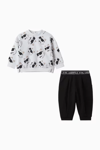 طقم بدلة رياضية بنقشة القط تشوبيت قطن