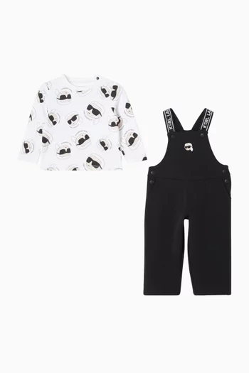 طقم أوفرول وتي شيرت بشعار الماركة