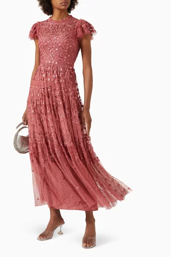 Clover Sequin-embellished Ankle Gown in Tulle