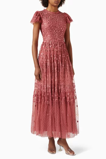 Clover Sequin-embellished Ankle Gown in Tulle
