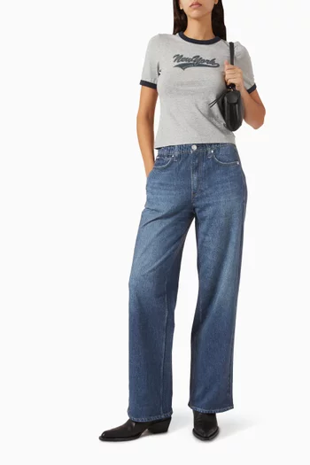 بنطال جينز ميرامار بقصة ساق واسعة قطن تيري