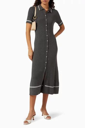 Kassy Tipped Polo Midi Dress in Knit