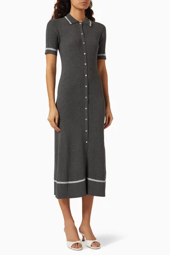 Kassy Tipped Polo Midi Dress in Knit