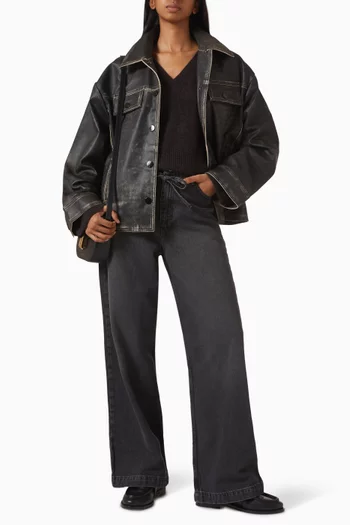 Florian Distressed Jacket in Leather