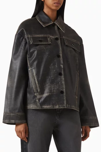 Florian Distressed Jacket in Leather