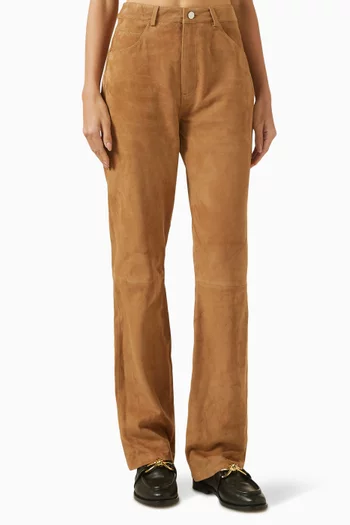 Michela Slim-fit Pants in Suede