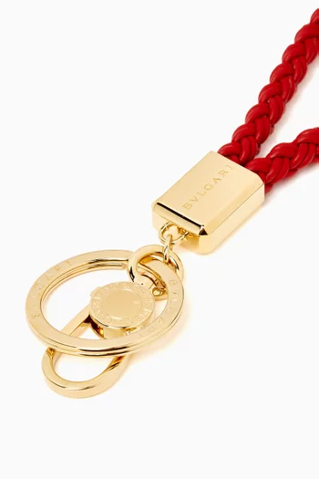 Bvlgari Keyring in Braided Leather