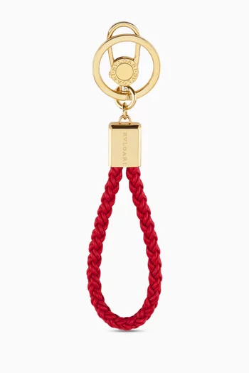 Bvlgari Keyring in Braided Leather