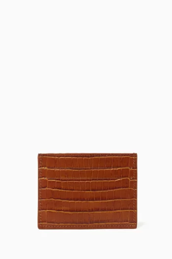 Pocket Card Holder in Croc-embossed Leather