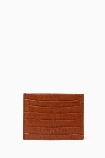 Pocket Card Holder in Croc-embossed Leather