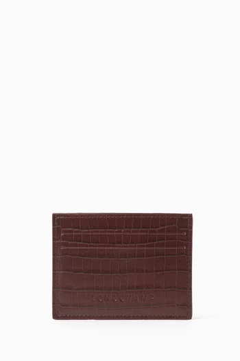 Pocket Card Holder in Croc-embossed Leather