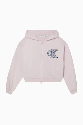 Logo Zip-up Hoodie in Cotton-terry
