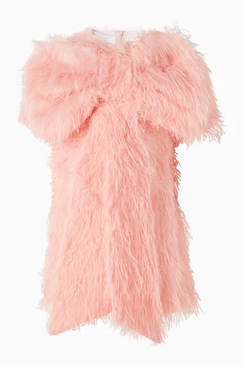 Macro Bow Dress in Feathers