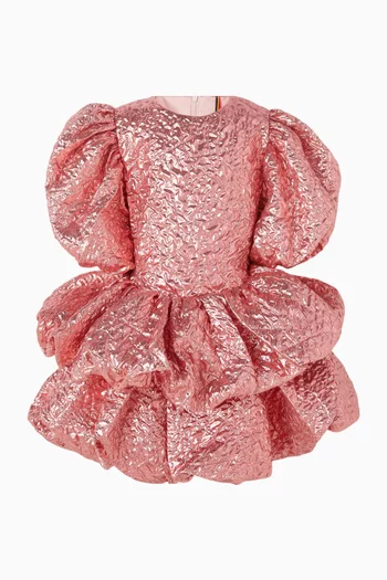 فستان بتصميم لامع مجعد بطبقات