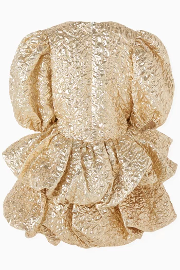 فستان بتصميم لامع مجعد بطبقات 