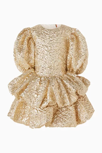 فستان بتصميم لامع مجعد بطبقات 