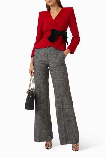 Flared-hem Pants in Wool Mouliné