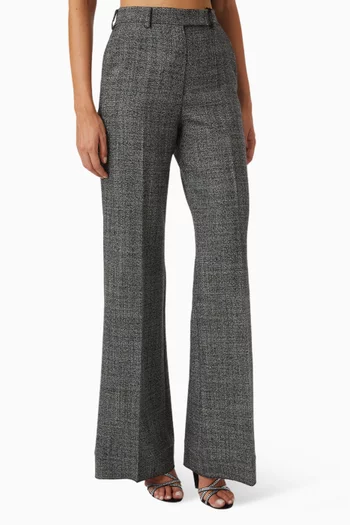 Flared-hem Pants in Wool Mouliné