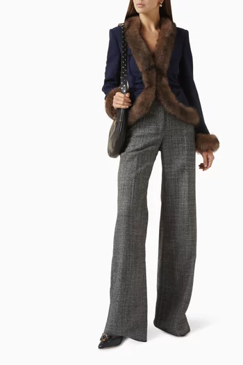 Shearling-trim Jacket in Wool Crepe