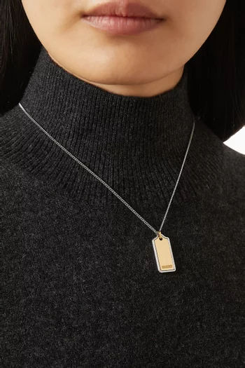 Metal Inlay Hangtag Pendant in Plated Brass