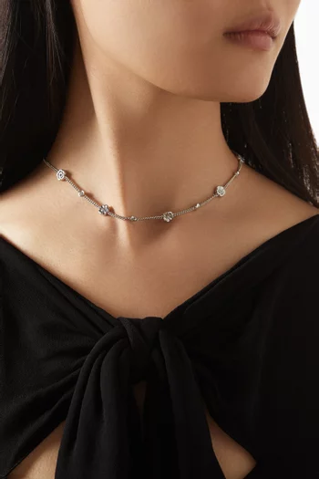 قلادة ستيشن بتصميم زهرة الشاي نحاس بلون فضي