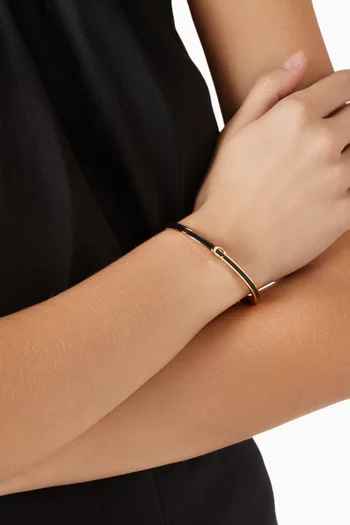 Enamel Hinged Bangle in Plated Brass