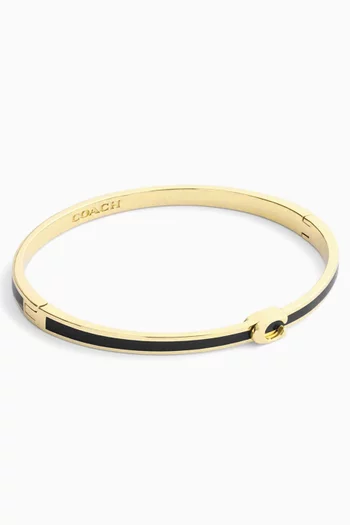 Enamel Hinged Bangle in Plated Brass