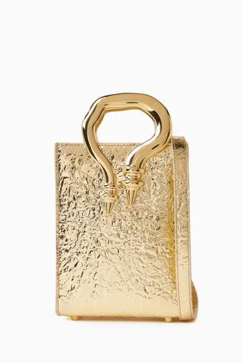 Mini Malleable Shopper Bag in Metallic Leather