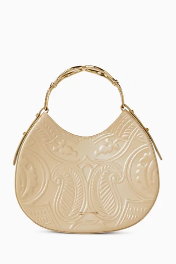Embossed Duo Top Handle Bag in Cowhide Leather