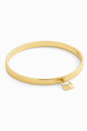 Tabby Hinged Bangle in Plated Brass