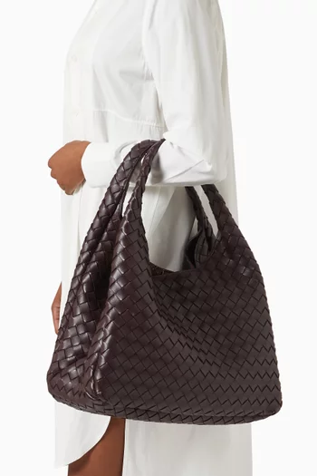 Large Campana Shoulder Bag in Intrecciato Leather