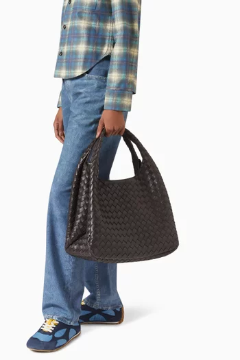 Large Campana Shoulder Bag in Intrecciato Leather