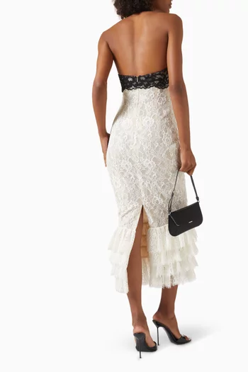 Flower-appliqué Dress in Lace