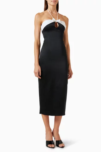Cut-out Midi Dress in Satin