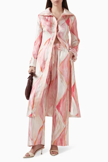 بنطال مانويلا بقصة فضفاضة حرير